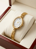 COSMO Women's Gold-Tone Oval Watch – White Roman Numeral Dial