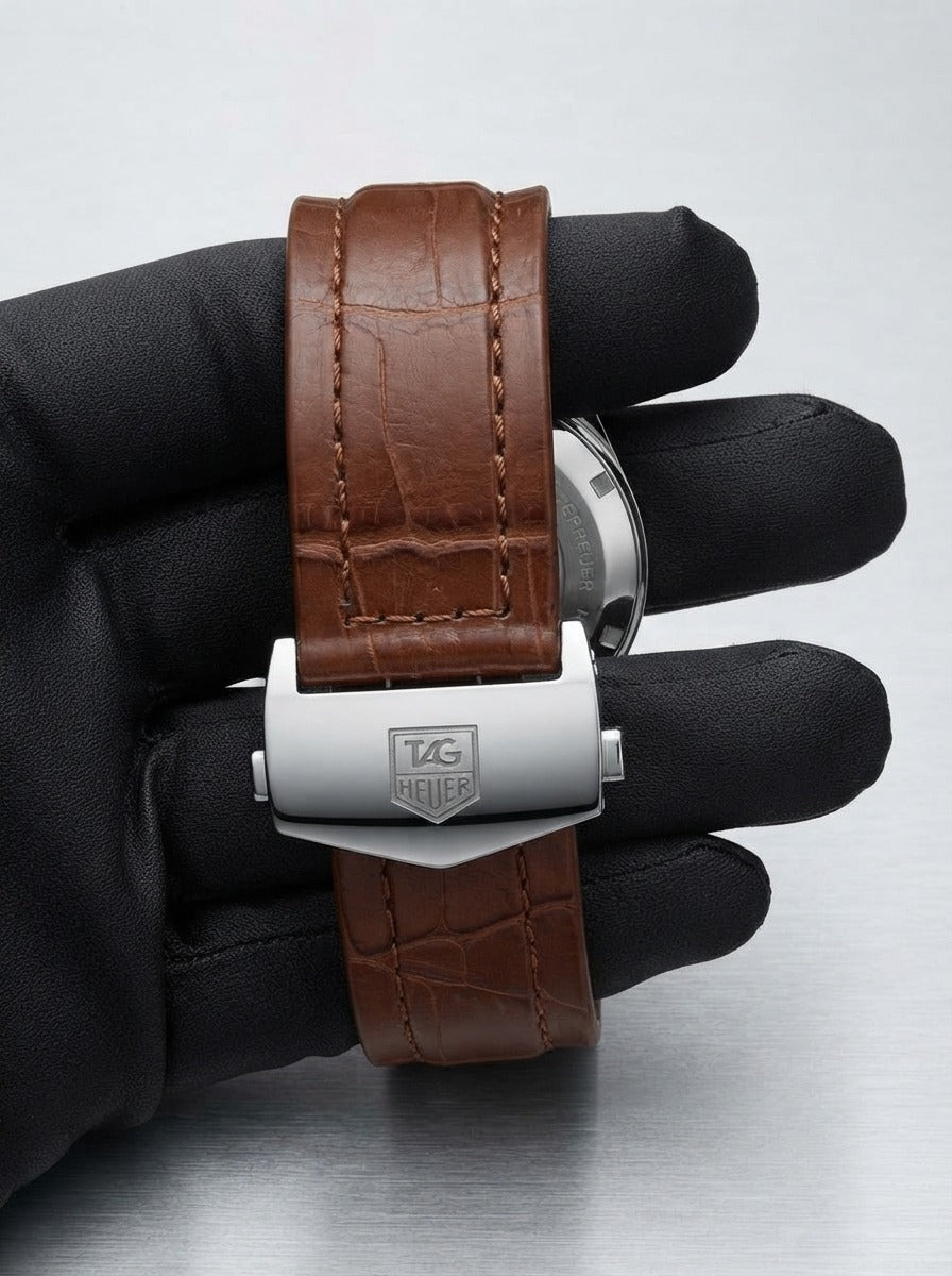 TAG Heuer Carrera Calibre 5 – Silver Dial, Brown Leather Strap