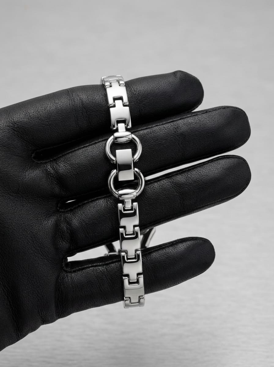 Chain Link Style Black Dial Silver-Tone Ladies Watch