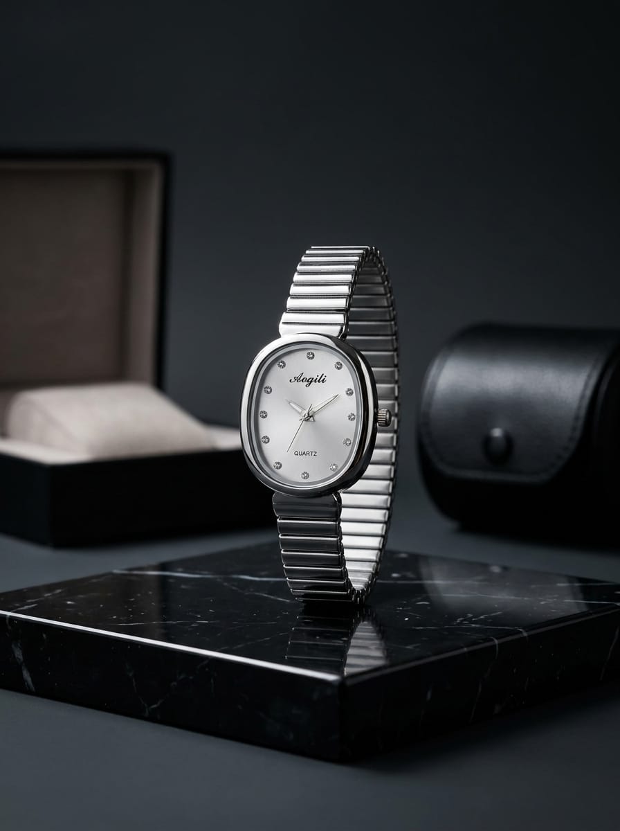 Women’s Silver Oval Watch – White Dial