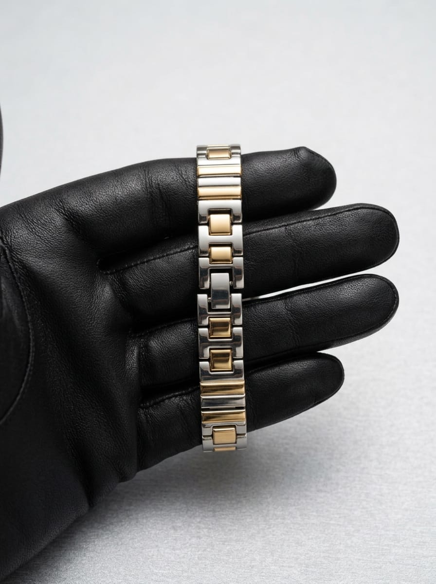 Women's Silver-Tone Oval Watch – Champagne Dial with Crystal-Style Markers