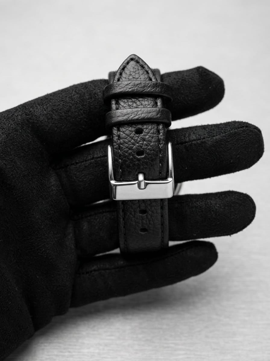 Tank Style – Black Dial Gold-Tone Leather Watch
