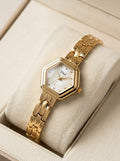 Dior Hexagonal Gold-Tone Ladies Watch – White Dial