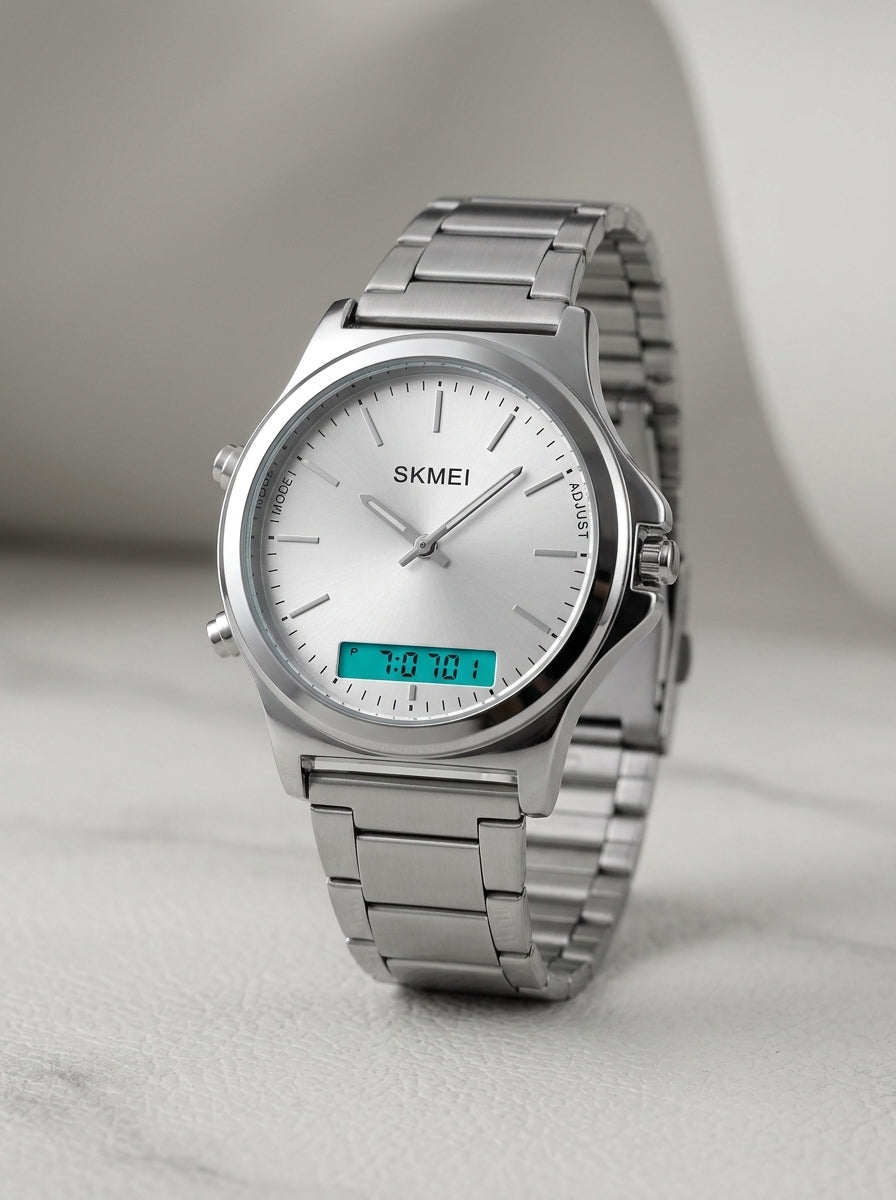 SKMEI 2049 – Silver White Analog-Digital Watch